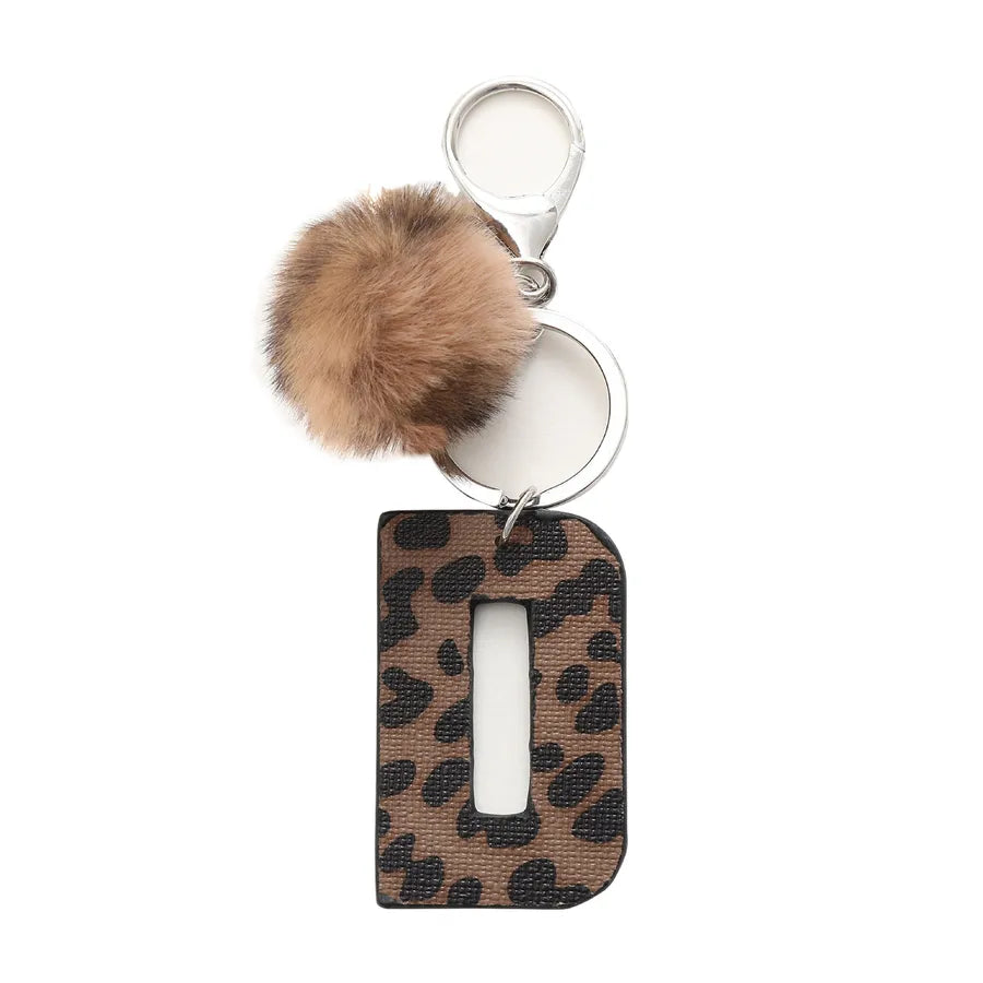 retro leopard pu leather bag pendant keychain