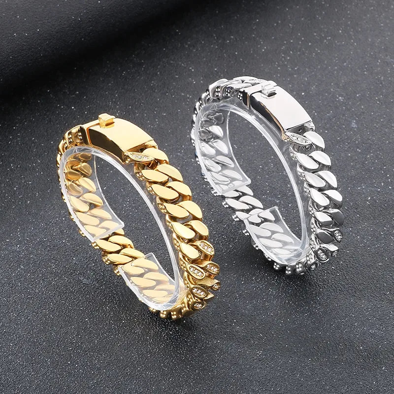 Hip-Hop Geometric 304 Stainless Steel 18K Gold Plated Men's Bracelets