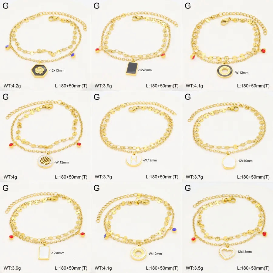 Casual Elegant Cross Moon Heart Shape 304 Stainless Steel 18K Gold Plated Rhinestones cable chain Bracelets In Bulk