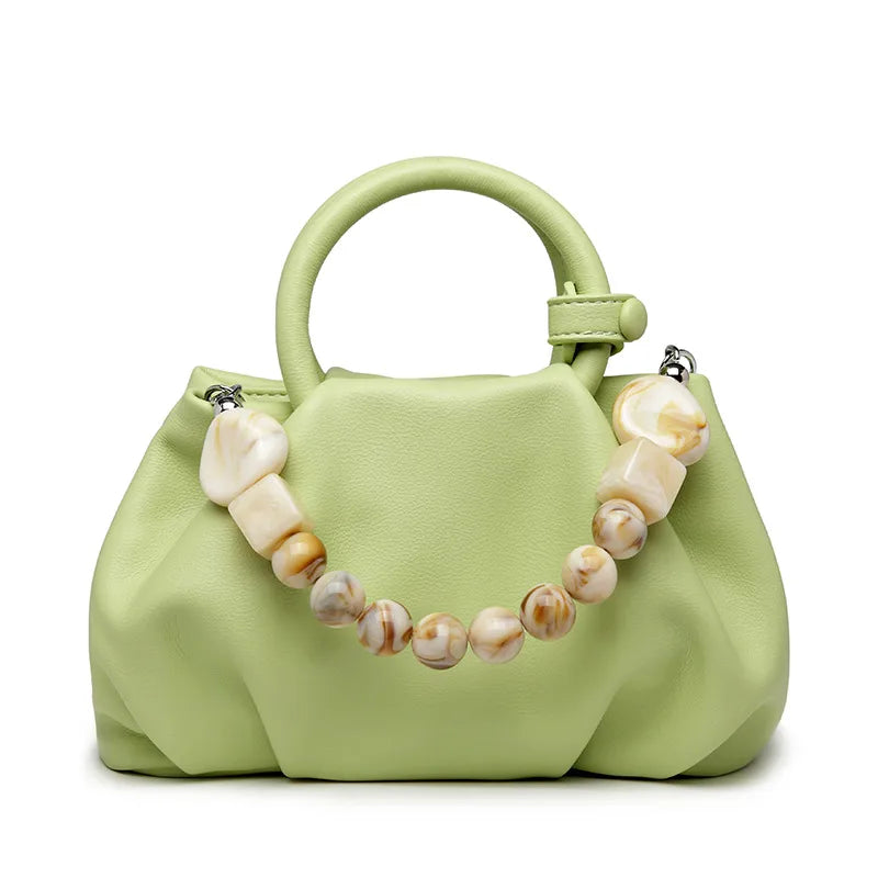 Women's Medium Pu Leather Solid Color Streetwear Beading Magnetic Buckle Cloud Shape Bag
