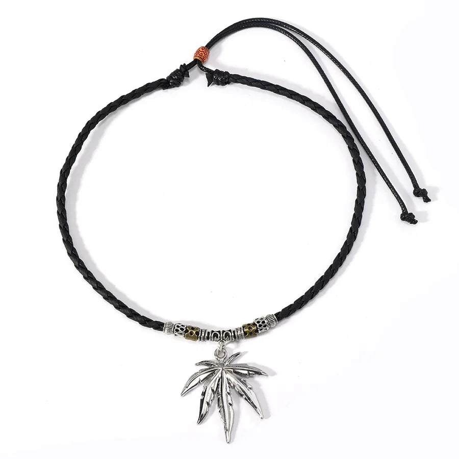 Hip-Hop Retro Leaf Alloy Men's Pendant Necklace