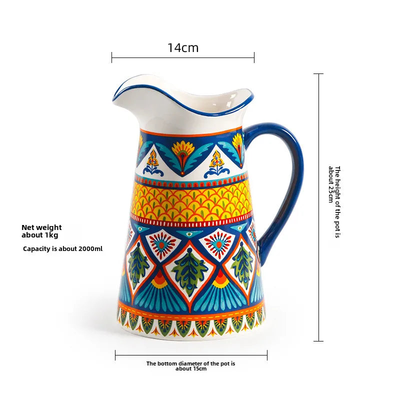 American Style Creative Ceramic Tableware Salad Bowl Steak Plate Household Dish Flat Plate Hand-painted Long Square Plate Soup Bowl Mug