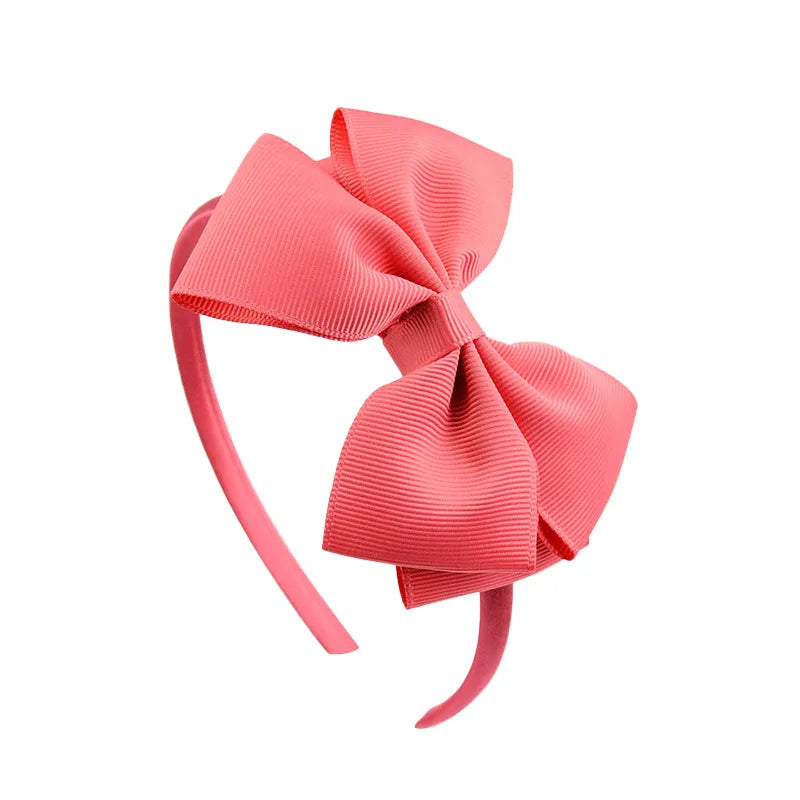 Popular  Kidsren's Pure Color Ribbed Rainbow Bow Head Buckle Small Fresh Versatile Girl Headband Hot Sale