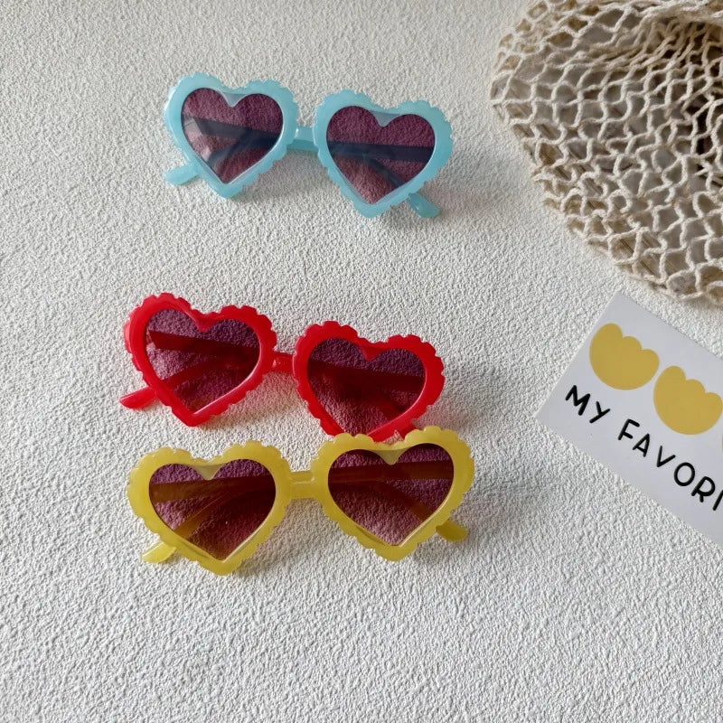 Sweet Simple Style Heart Shape UV400 Protection Resin Special-Shaped Mirror Full Frame Kids Sunglasses
