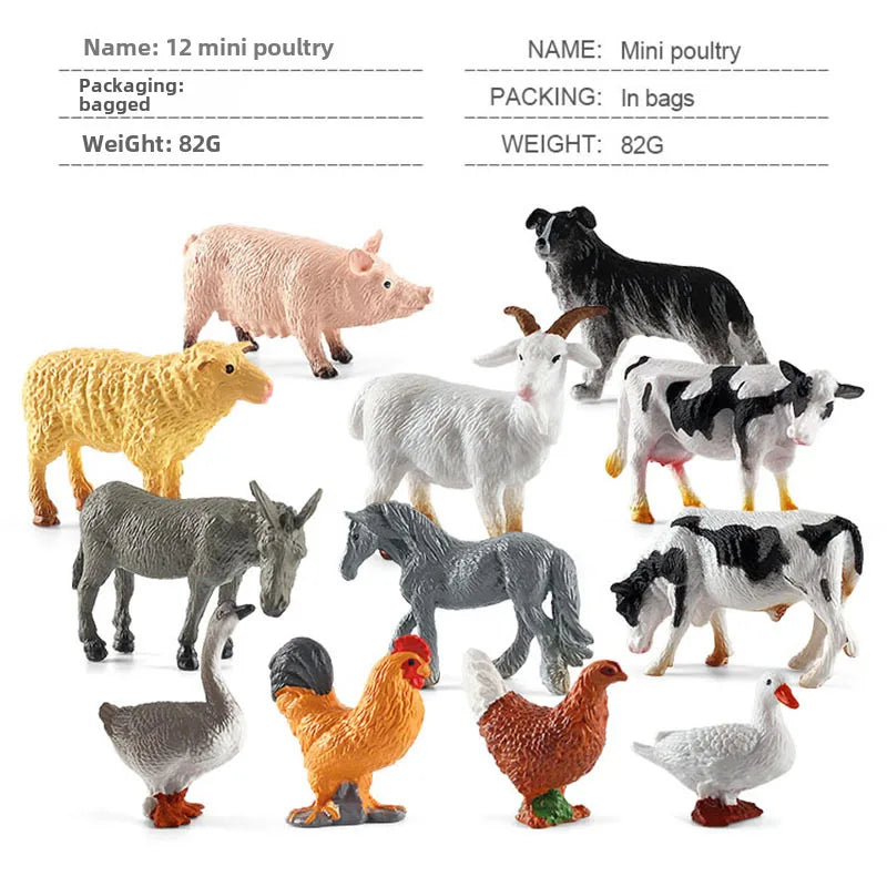 simulation mini farm poultry chicken duck goose cow gold small animal miniature model sand table ornaments wholesale
