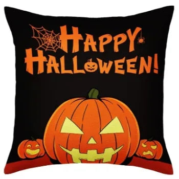 Pumpkin Halloween Cushion Covers American Style Linen Material Cartoon Animation Pattern Colorful Living Room Car Accessories