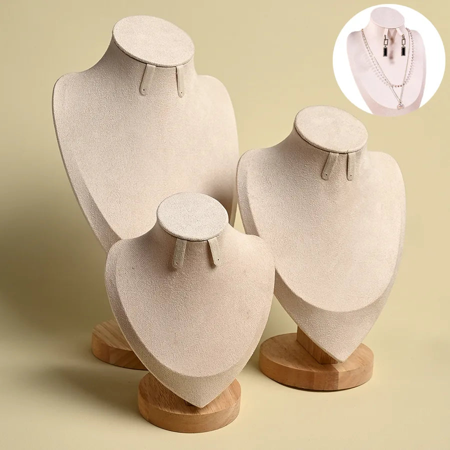 Wooden Mannequin Necklace Earring Jewelry Display Stand Portrait Model Jewelry Accessory Show Rack Handmade Simple Style