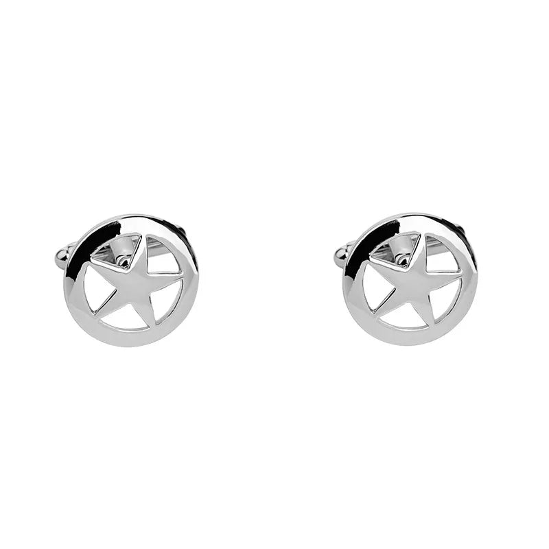 fashion geometry pattern six-pointed star leaves glasses music symbol bat bird wolf head titanium steel shirt cufflinks