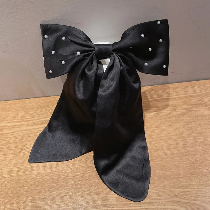 women's ig style sweet bow knot cloth pearl hair clip