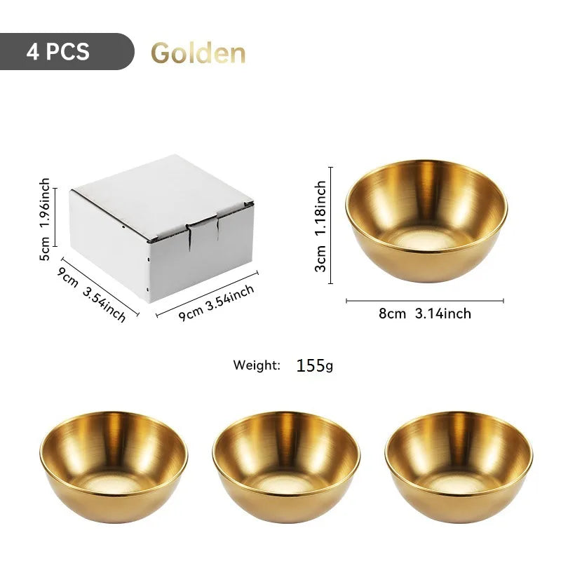 Large Stainless Steel Plate Golden Sauce Seasoning Plate 8-piece Set Household Restaurant Soy Sauce Plate 4-piece Set Dipping Sauce Plate