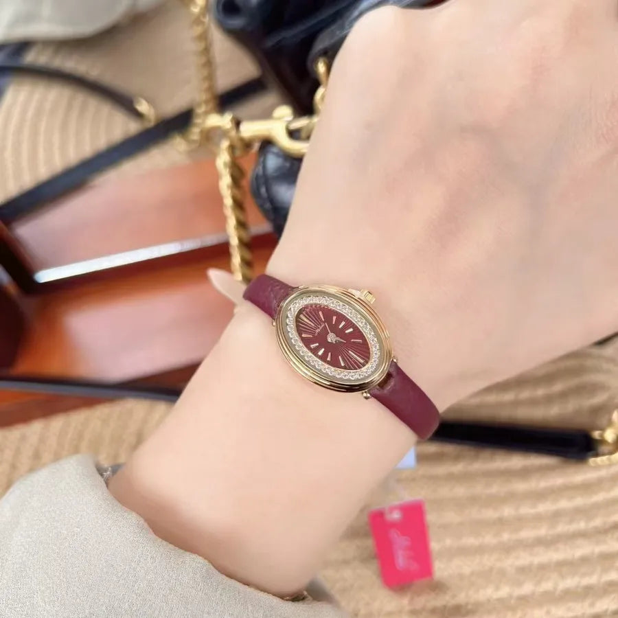 Retro Simple Style Solid Color Buckle Quartz Watch Women's Watches