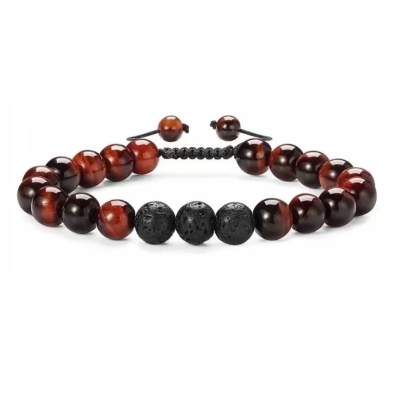 Retro Classic Style Geometric natural stone Volcanic rock Tiger Eye Bracelets In Bulk