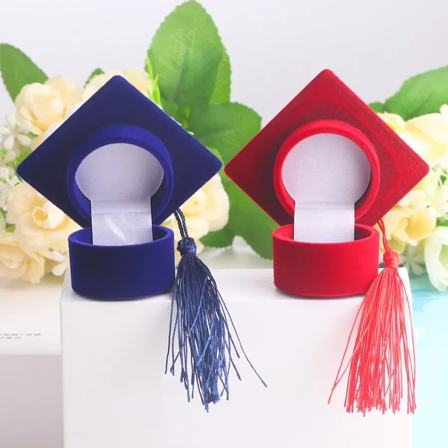 Doctor cap ring box  wholesale flocking box wedding proposal necklace graduation gift box