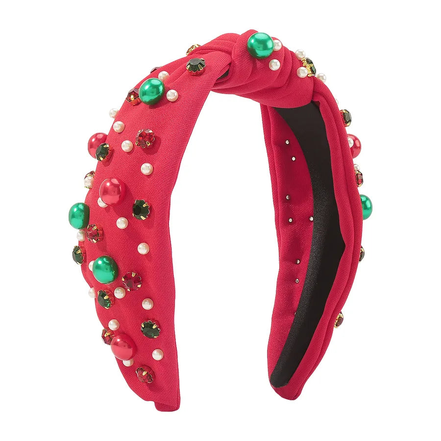 Christmas Modern Style Simple Style Classic Style Women's Geometric Imitation Pearl Rhinestone Hair Band