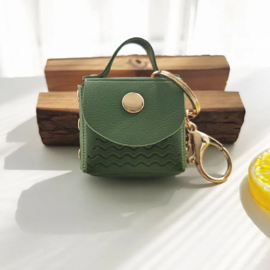 Simple Style Solid Color Pu Leather Women's Keychain