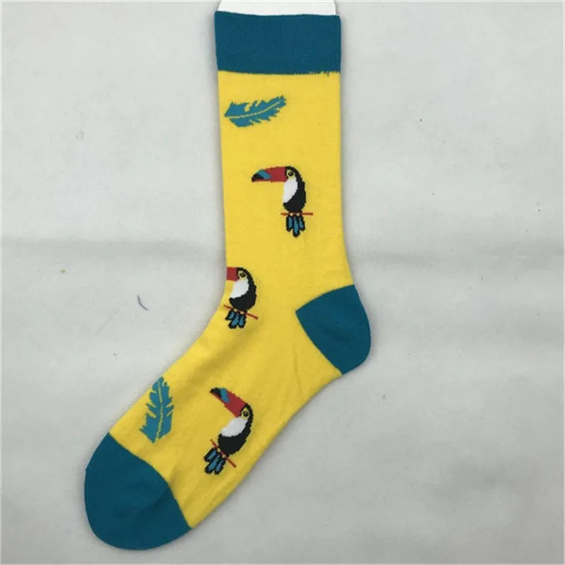 unisex casual geometric cotton crew socks a pair
