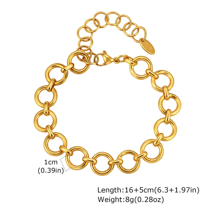 IG Style Casual Simple Style Round 201 Stainless Steel 18K Gold Plated Handmade Chain Bracelets In Bulk