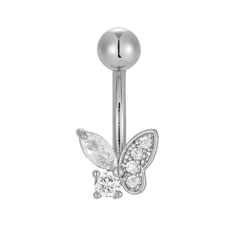 1 Piece Belly Rings Casual Butterfly 316L Stainless Steel  Polishing Zircon 18K Gold Plated