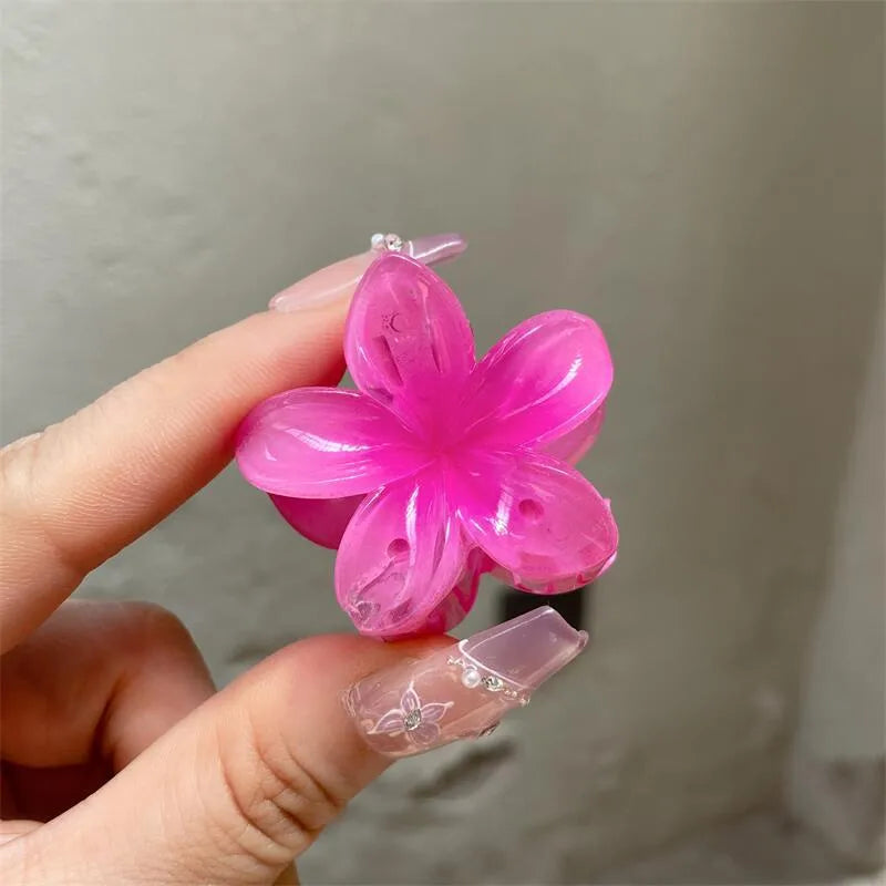 Plumeria Rubra Summer Sunflower Small Jaw Clip Female Cute Mori Style Broken Hair Bangs Side Hairpin Headdress Ins