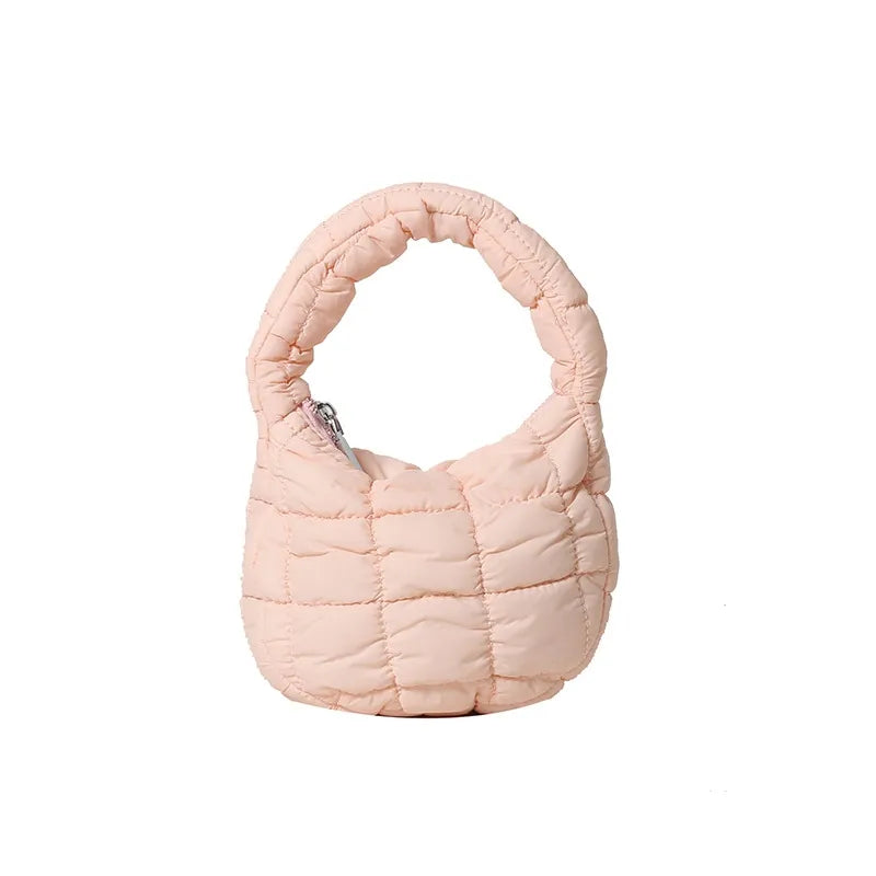 Pleated Plaid Cloud Bag Underarm Bag  New down Cotton Jacket Western Style Fashion Mini Handbag