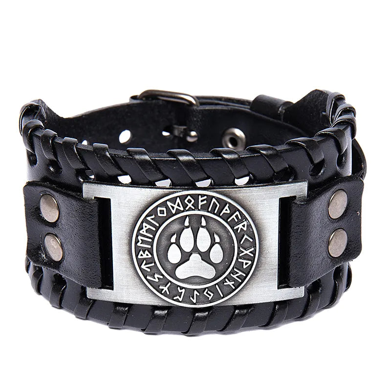 New Arrival Bracelet  Handmade Genuine Leather Bracelet   Double Layer Hand-Shaped Brush Wide Leather Bracelet Bangle