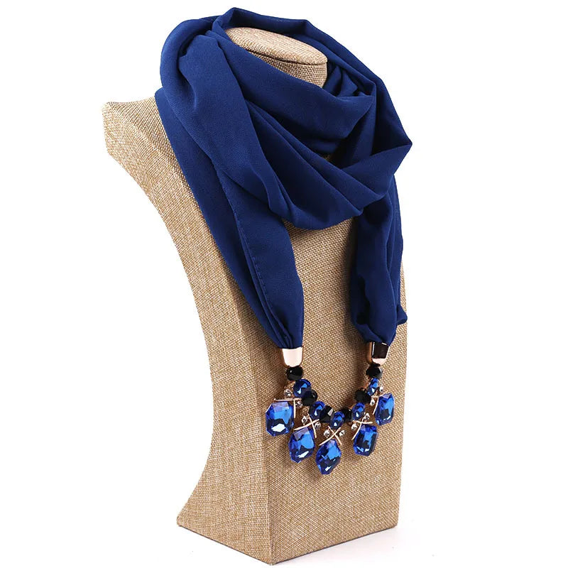 women's elegant solid color chiffon tassel scarf