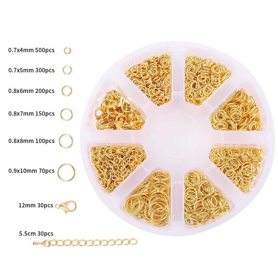 Handmade Beading Jewelry Accessories Kit Earring Hook Bracelet Necklace Material Tool Set Round Circle Chain Metal Simple Design