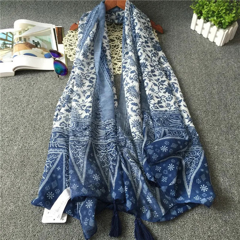 new scarf retro stitching bohemian cashew print silk scarf sunscreen yiwu wholesales