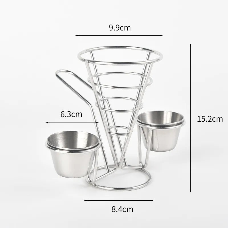 New creative tableware black four-piece four-head snack rack red four-head French fries rack stainless steel French fries rack