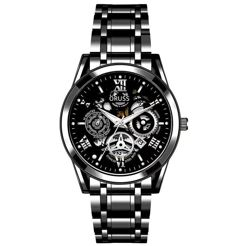 business solid color single folding buckle quartz men's watches
