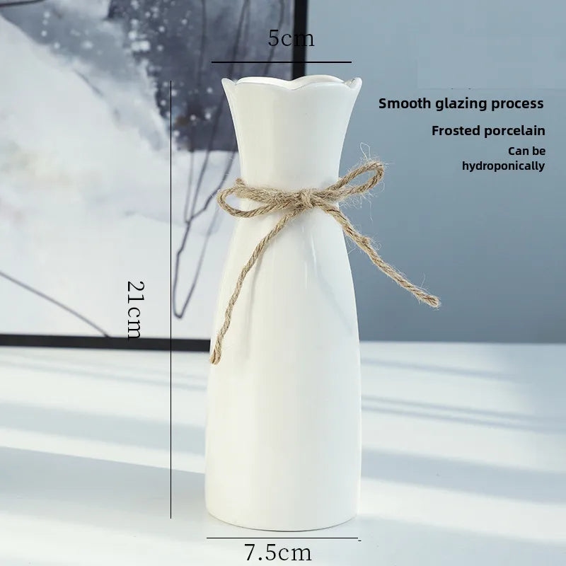 Simple Modern Star Ceramic Vase Ornaments Living Room White Porcelain Fresh Dried Flower Creative Ceramic Flower Set