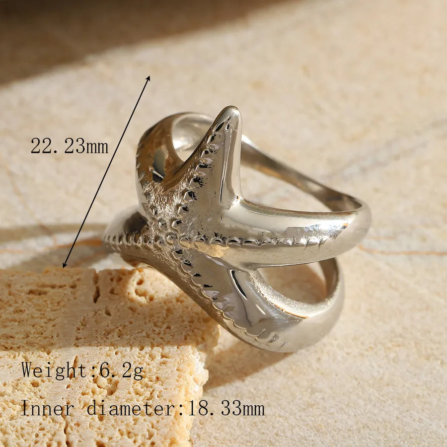 Wholesale Jewelry Casual Elegant Classic Style Starfish 304 Stainless Steel 18K Gold Plated Plating Rings