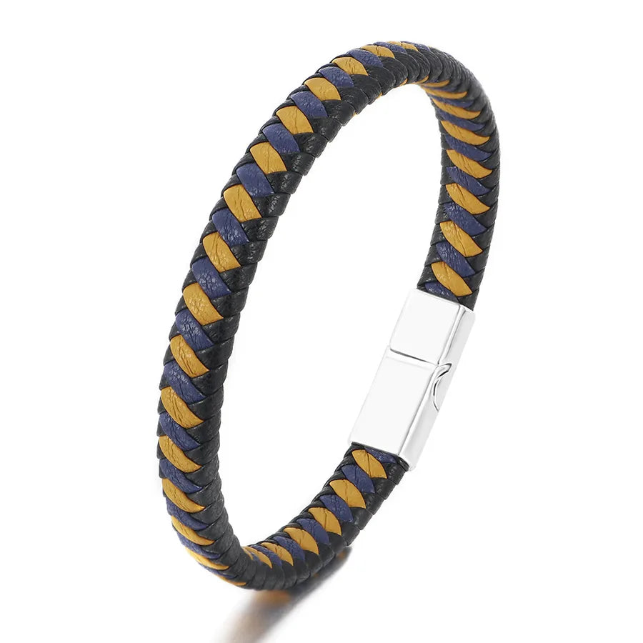 Simple Style Color Block Leather rope Handmade Men's Bangle Men Cord & Leather Bracelets