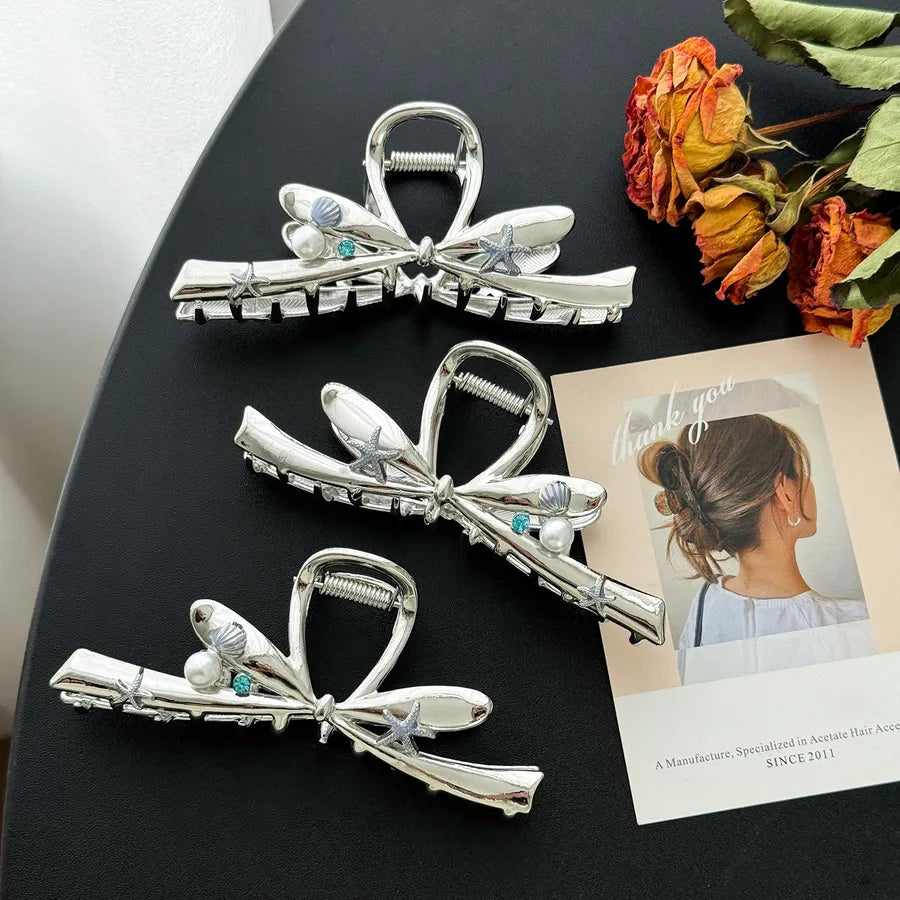Dove Star Shell Diamond Embedded Hair Clip Women's Elegant Hair Accessories Versatile For Bun And Ponytail Styling