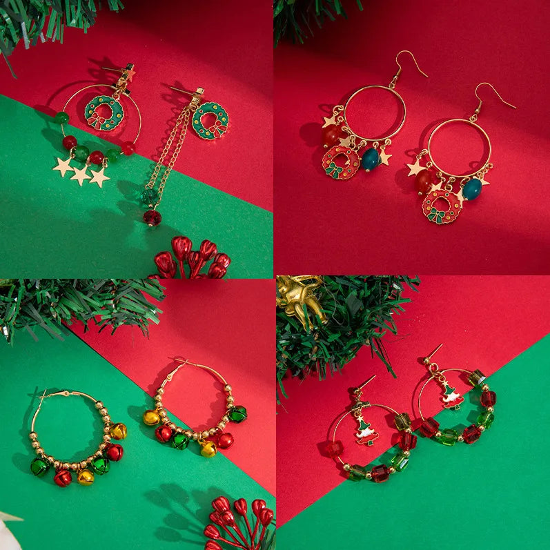 Christmas Bell Beads Colorful Minimalist Design Sensation Earrings Geometric Pattern Alloy Christmas Style For Women