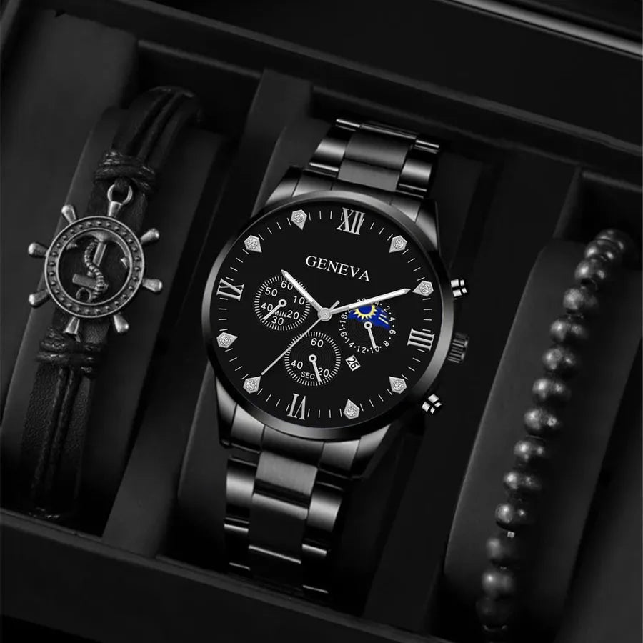 Fashion men's quartz watch bracelet set