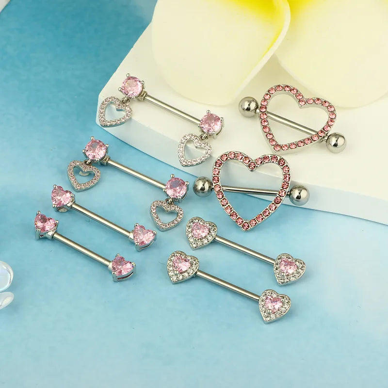 1 Piece 1 Set Belly Rings Simple Style Heart Shape 304 Stainless Steel Inlay Zircon