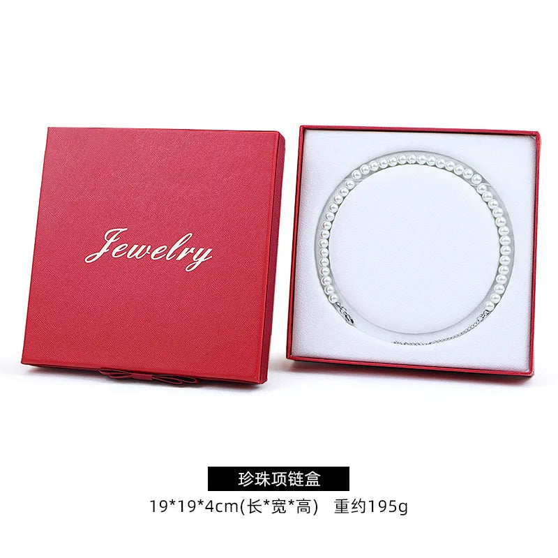 Elegant Pearl Necklace Box Double Open Mother's Day Goddess Gift Jewelry Packaging Paper Touch Feeling Gold Stamping