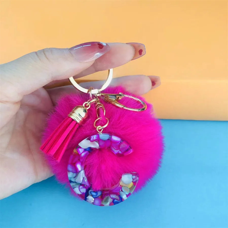 Simple Style Commute Letter Hairball Resin Unisex Bag Pendant Keychain