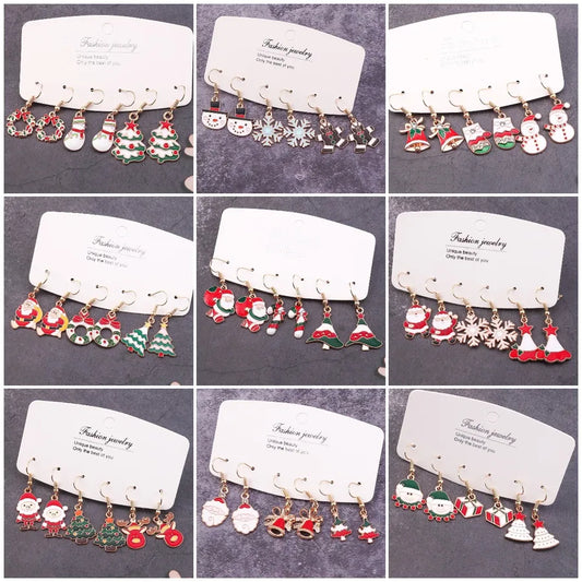 fashion christmas tree santa claus snowman alloy plating inlay rhinestones women's drop earrings 1 set
