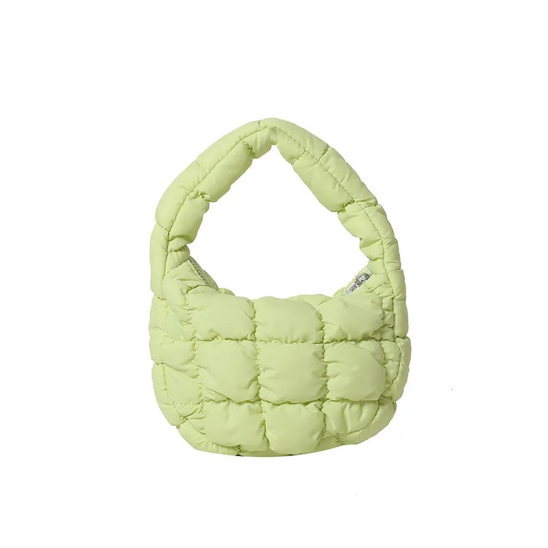 Pleated Plaid Cloud Bag Underarm Bag  New down Cotton Jacket Western Style Fashion Mini Handbag