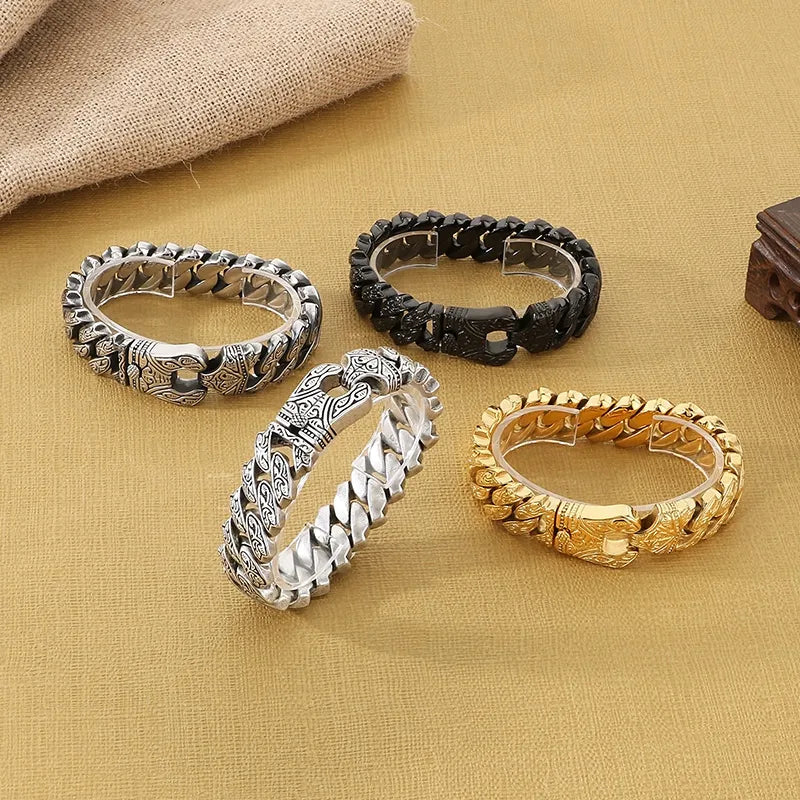 Hip-Hop Classic Style Geometric 304 Stainless Steel 18K Gold Plated Men's Bracelets