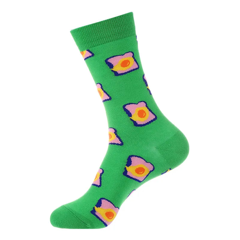 Men's Cute Streetwear Rabbit Smile Face Cotton Jacquard Crew Socks 10 Pairs Per Pack