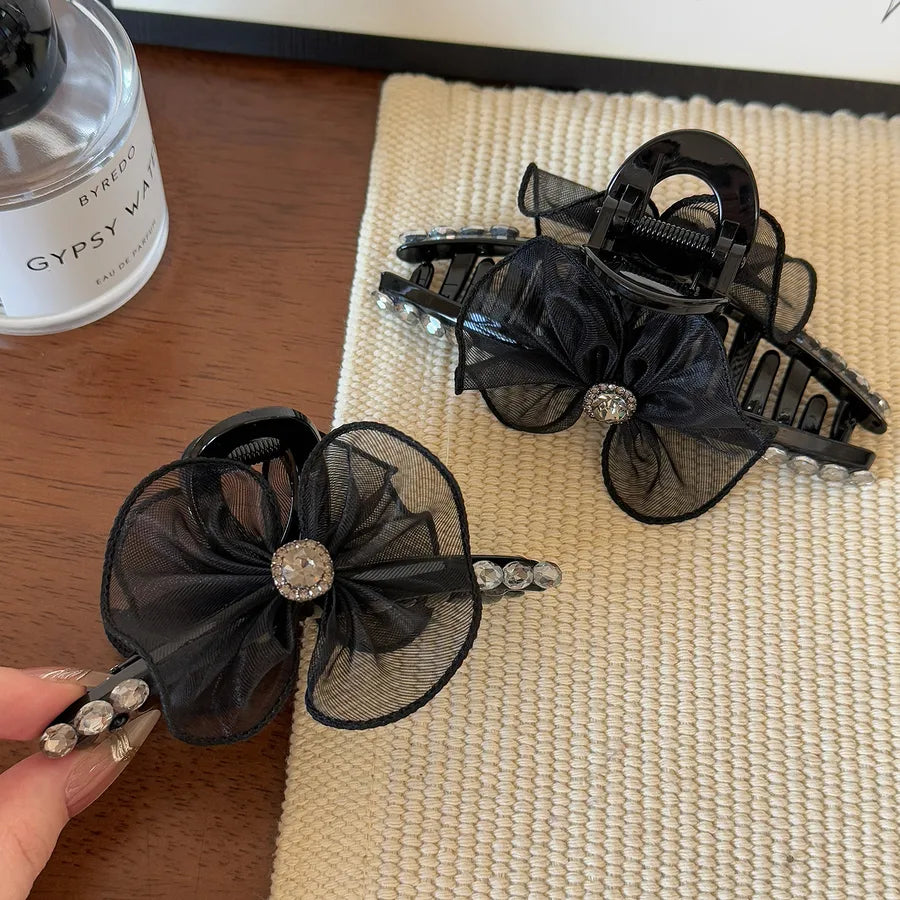 Large Black Lace Mesh Hair Clip New Style Half Updo Hair Accessories For Women Shark Clamp Princess Runaway Hair Clip