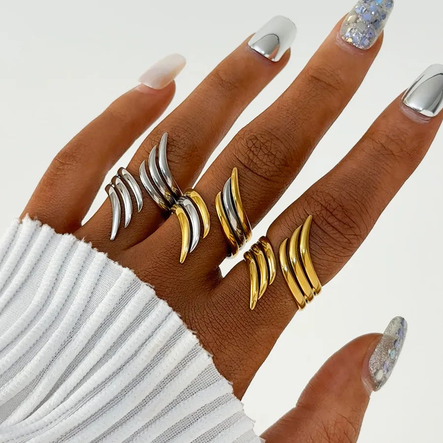 Wholesale Jewelry Modern Style Simple Style Geometric 304 Stainless Steel 18K Gold Plated Rings