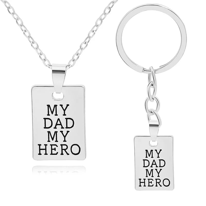 creative letters my dad my hero pendant keychain alloy pendant