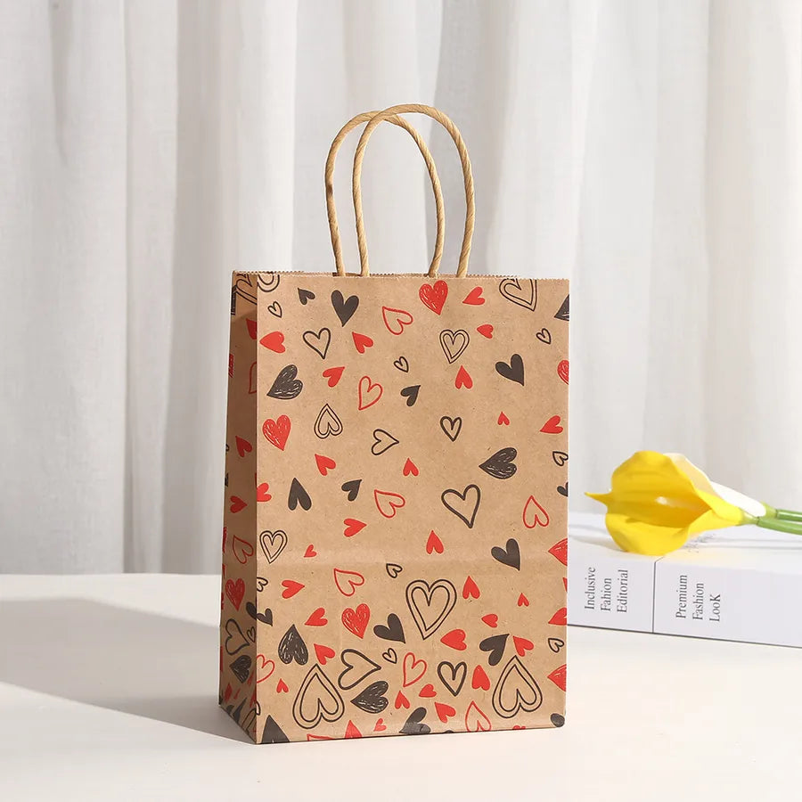 valentine's day casual cartoon brown paper party gift bags