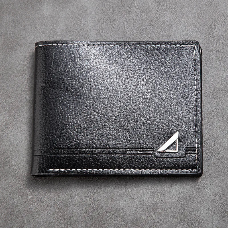 men's solid color pu leather flip cover small wallets