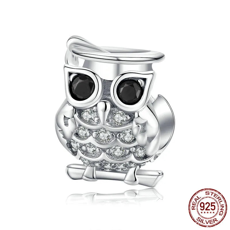 1 Piece 925 Sterling Silver Zircon Castle Fruit Cat Polished Pendant Beads Jewelry Accessories