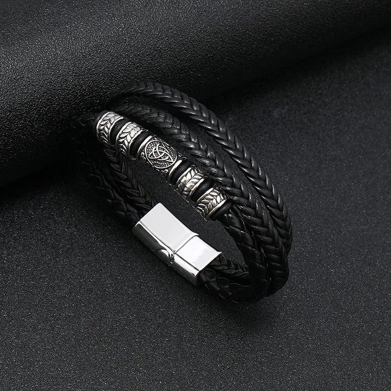 Retro Punk Geometric Pu Leather Alloy Leather Unisex Bracelets Men Cord & Leather Bracelets